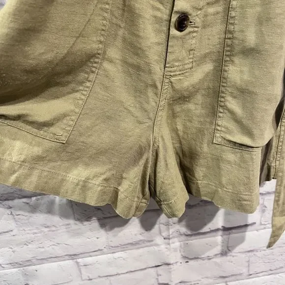 Urban Outfitters Boho Linen Shortall Overalls Quay Olive Green‎ Large NWT - Picture 5 of 12